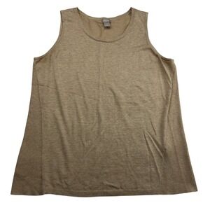 Chico's Tan Knit Round Neck Tank Top Sleeveless Sz XL Rayon Poly (Chico's 3)